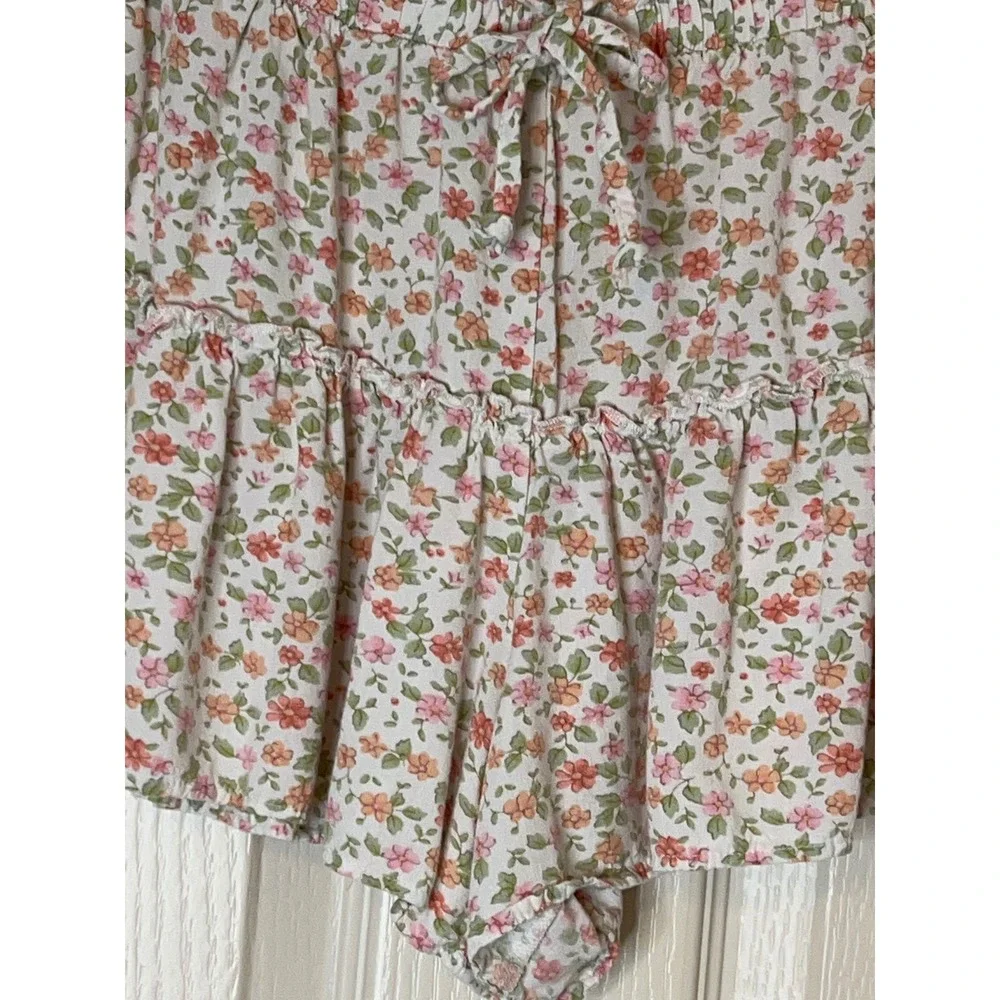 Aeropostale Womens Shorts Floral Print Ruffle Tie Waist‎ Size S skorts skirt